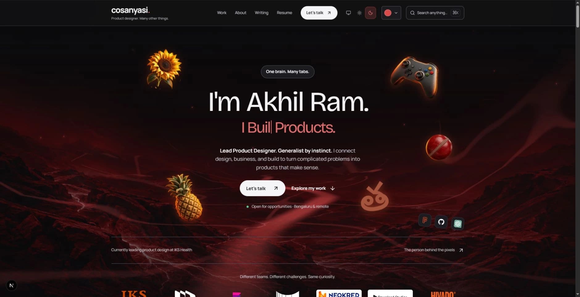 The homepage with red accents and the Lava terrain atmosphere.