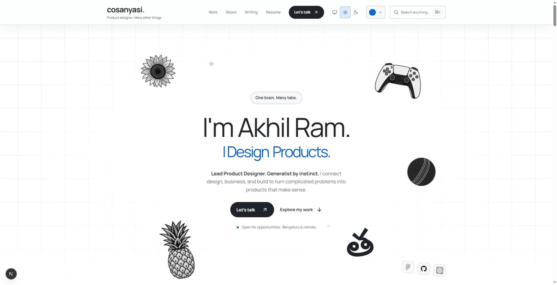 The centered homepage introduction surrounded by the Minimal Clean grid.