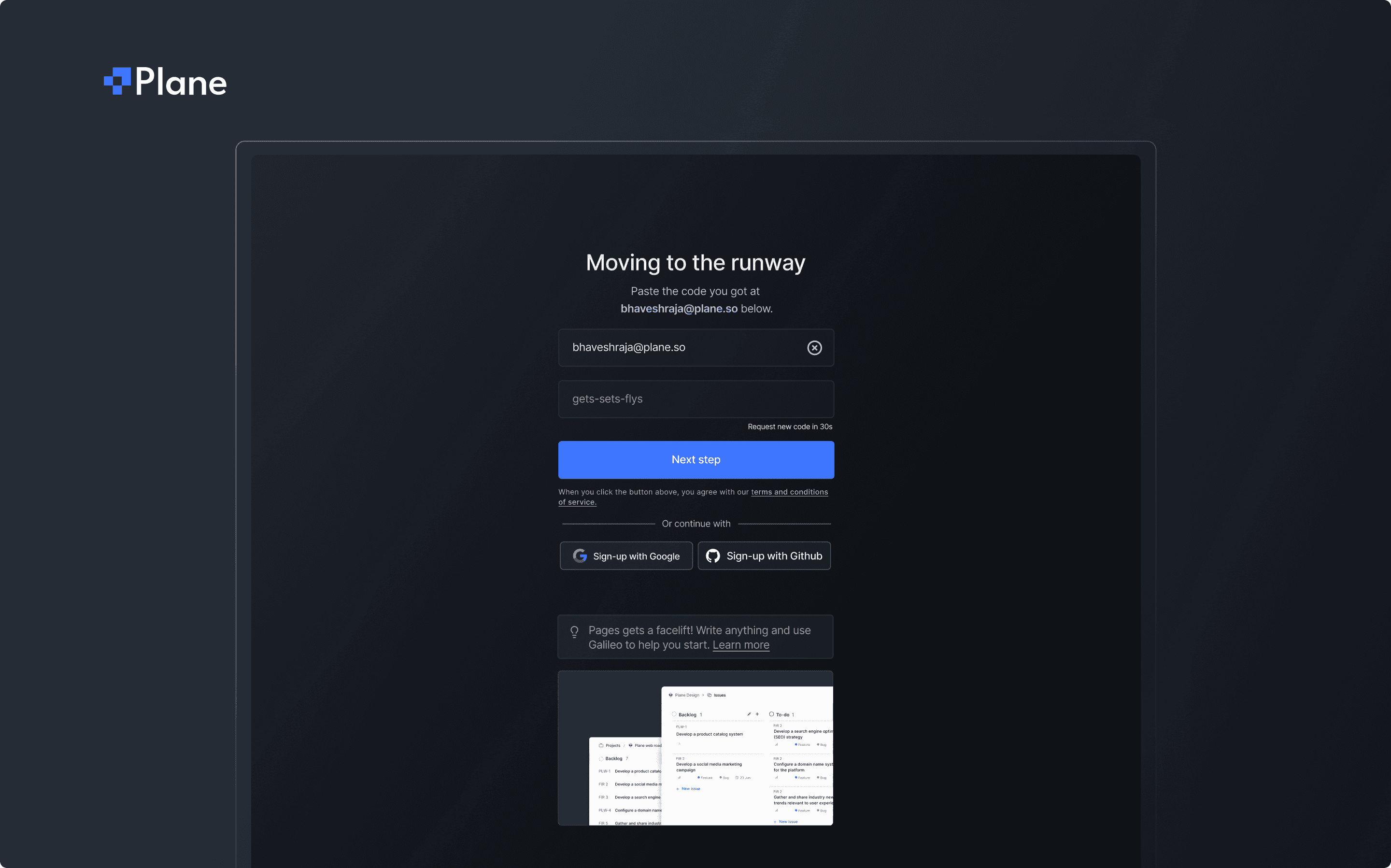 Plane cloud and self-hosted signup flow
