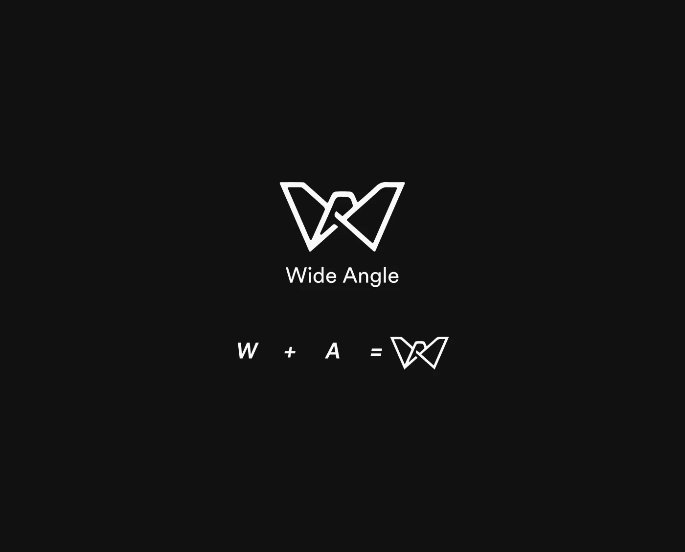 Wide Angle logo construction: the W and A letterforms combining into one mark